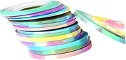 HONMEET 18 Pack Shining Nail Art Line Tape Silver Thread Nail Sticker Diy Tapes for Manicure for Women Ladies