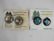 2 Sets of Vintage Clip On Earrings From SW USA - Gold Ore & Fossilized Pearl