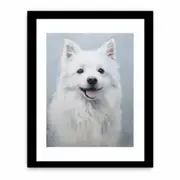White Dog Modern Canvas Framed Art