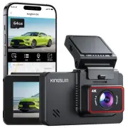 4K Dash Cam with 64GB Card, Front and Rear Car Dashcam Camera for Cars Suppor...