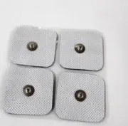 4 TENS ELECTRODE PADS 3.5mm Standard Stud 2x2" SQUARE MASSAGE PADS