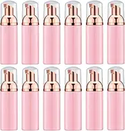 2 Oz Pink Foam Soap Bottle with Rose Gold Pump Empty Travel Foaming Dispenser for Hand Soap,Lash Shampoo,Body Wash(12 PCS)