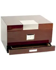 Bey-Berk Lacquered Walnut Wood 60 Cigar Humidor