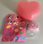Tupperware PINK HEART Hard Sided Plastic PURSE W/STRAP KIDS NEW Minnie Stickers