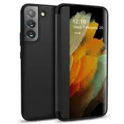 ZUSLAB Galaxy S22 Case 5G Magnetic Slim Flip Case Drop Protection Shockproof Protective Cover with Window View Function for Samsung - Black