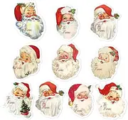 Whaline 200Pcs Santa Claus Name Tag Stickers 10 Design Christmas Santa Pattern Gift Labels Xmas to & from Paper Gift Name Tag Stickers for Christmas Winter Wedding Birthday Gift Wrap Decoration