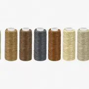 RusticStitch Waxed Leather Thread Set - 33 Yards, 150D/0.8mm, 6 Shades of Brown