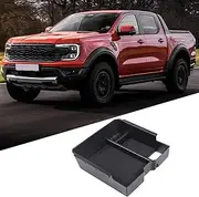 Lcojicep Central Control Storage Box Tray Compatible with Ford Ranger/Everest 2023 Center Console Organizer Tray, Armrest Storage Box, ABS Armrest Insert Container (Electric handbrake Version)