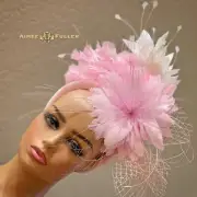 Pink Kentucky Derby Fascinator Royal Ascot White Del Mar Races Hat Melbourne Cup