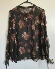 ModCloth Floral Multicolor Tie Front Women's Blouse - Size S