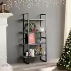 Book Cabinet Bookcase Stand Organizer 4 Tier Bookshelf Display Storage Grey