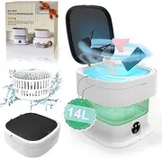 14L Camping Washing Machine, 2-in-1 2 kg 60 W Mini Washing Machine with Spinner, Small Washing Machine Deep Cleaning of Underwear, Baby Clothes, Socks, Single Washing Machine for Homes, Hotels, RV