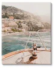 Boating Coastal Seaside Town Buildings Canvas Wall Art by Krista Broadway