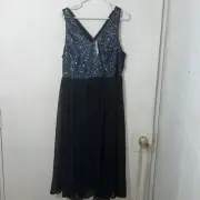 NWT Torrid Size 14 Sequin And Black Chiffon Sleeveless Midi Dress