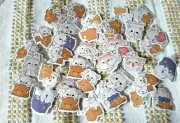 Hugs, Little Friends, Cute Sticker Set of 46 pcs, Label. Kawaii, Diary, Handmade