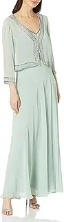 [J Kara] Women's Petite 2 Piece Art Deco Beaded Bolero Jacket Dress