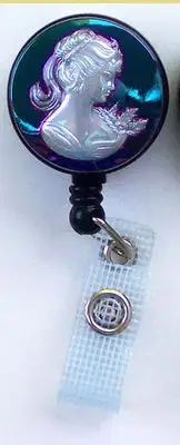 Unique CAMEO Retractable Reel ID Card Badge Holder Key Ring FREE SHIP