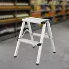 Folding Step Ladder Nonslip Sturdy Metal Ladder Stool for Home Garage Office
