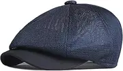 [Taidor] Hollow Mesh Hat Men's Summer Newsboy Cap Breathable Adjustable Beret Ivy Cap Irish Cabbie Driving Fishing Hats
