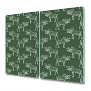 Tempered Glass Worktop Saver Kitchen Northern reindeer white and green 2x30x52