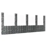 NNEVL U-shape Gabion Basket with 5 Posts Iron 500x20x200 cm