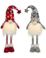 Gerson International Set of Lighted Holiday Plush Gnomes