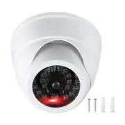 Fake Security Camera Dummy Dome Cameras with Red Light/Screw/Cover, White