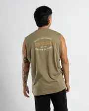 [Rip Curl] Rip Curl Men's Hall Mark Muscle Tank Top in Washed Moss Size XL XL Washed Moss