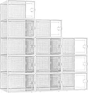 Shoe Storage Boxes Sneaker Organizer Transparent Magnetic Door, 12Pcs Extra Large Shoe Boxes Good for Boot&High Heels, Stackable Shoe Rack Fit up to Shoe Size 11