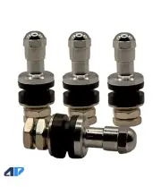 FLUSH MOUNT METAL/CHROME TIRE VALVE STEMS HIGH PRESSURE BOLT IN 4 PIECES 502