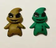 2 pc Clay Bow Center Handmade Air Dry Porcelain Flatback Oogie Boogie Nightmare