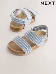 Blue/White Stripe Standard Fit (F) Corkbed Two Strap Sandals (E72681) | $35 - $44