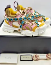 Gucci Women's Flashtrek Crystals Chunky Leather Sneakers EU36.5 US6.5
