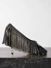[Chloé] Chloé - Mona Crystal-embellished Fringed Leather Pumps - Black - IT37 IT 37 Black