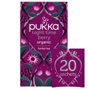 Pukka Organic Night Time Berry Herbal Tea Bags 20 Count Decaf Soothing Flavor