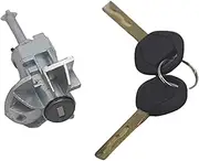 for BMW, E46 3 Series Complete Door Lock Cylinder Front Left Side with 2 Keys Auto Ignition Lock Cylinder(Black Assembled Left Lock)