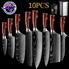 Japanese Kitchen Chef Knife Set 6/8/10PCS Stainless Steel Damascus Style Cleaver