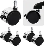 Tanstic 4Pcs 2" Swivel Stem Caster Wheels with Brake, 5/16" Stem Diameter Casters, Twin Wheel Replacement Casters for Furniture Office Chair