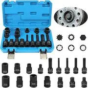 Brake Caliper Socket Set 16PCS Impact Brake Caliper Special Socket Kit 1/2" Square Drive Brake Caliper Tool 5pt 7pt 10pt M14 M18 & Hex Sockets Compatible for Audi/VW/Ford/Porsche/Benz/BMW/Mazda