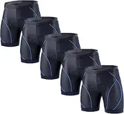 [Generic] Athletic Workout Performance Baselayer Underwears Compression Shorts for Men Support Mens Pouch Underwear, Royal Blue-pc5, Medium