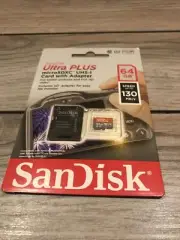 Sandisk 64GB Ultra Plus Micro SDXC UHS-1 Card with Adapter (speed up to 130 MB)
