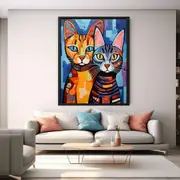 Two Cats Framed print Art Poster