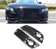 1/2 Pcs Front Fog Light Grille Grill Cover For Compatible For A4 B8 2009 2010 2011 2012 Base Sedan 4 Door Car Front Bumper Light Grills(Left)