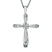 0.25 CT. T.W. Natural Diamond Cross Pendant in 14K White Gold