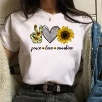 在飛比找蝦皮購物優惠-Peace Love陽光T恤夏季時尚女T恤上衣衣服