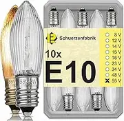 10 x Tapered E10 55 V 3 W Replacement Bulb Corrugated Top Candle for Fairy Lights and Christmas Pyramid