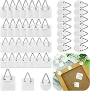 Wenqik 45 Pcs Adhesive Picture Hanger Foamboard Picture Hanging Hooks Without Nails Plastic Sticky Photo Hooks for Home Wall Art Photo Frame Bathroom Closet (Round,Square)