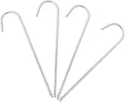 BIUDECO 4pcs Outdoor Fence Anchors: 8mm Heavy Duty Iron Stakes with Hooks - Stabilize Garden Fences Gazebos Marquees - Ground Fixing Tools