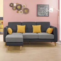 在飛比找momo購物網優惠-【MUNA 家居】奧勒岡L型灰色布沙發/全組(沙發 布沙發 