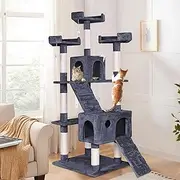 180cm Cat Tree with Mouse Toy Scratching Post Tower Condo for Large Big Cat Play Towers Trees House Furniture Wood in Grey Colour
